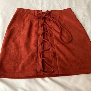 Brunt Orange Mini Skirt made of the suede look material! It’s a cutie!!